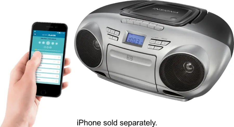 Alt View 14. Insignia™ - AM/FM Radio Portable CD Boombox with Bluetooth - Silver/Black.