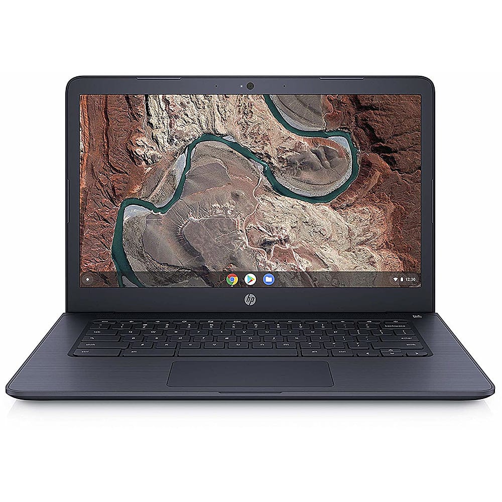 Front. HP - 14" Chromebook - AMD A4-Series - 4GB Memory - AMD Radeon R4 - 32GB eMMC Flash Memory - Textured, Ink Blue.