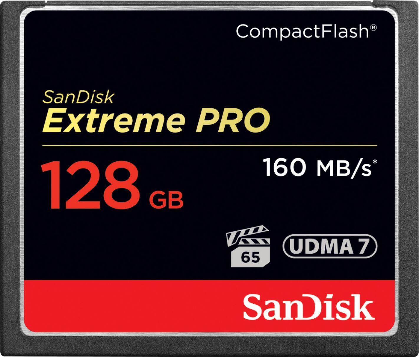 Front. SanDisk - Extreme PRO 128GB CompactFlash (CF) Memory Card - Black.