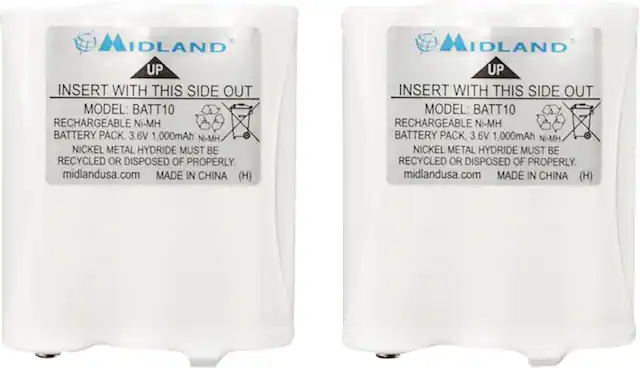 Front. Midland - Nickel Metal Hydride Batteries (2-Pack) - White.