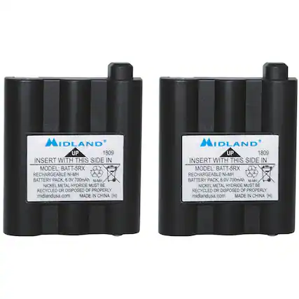 Front. Midland - Nickel Metal Hydride Batteries (2-Pack) - Black.