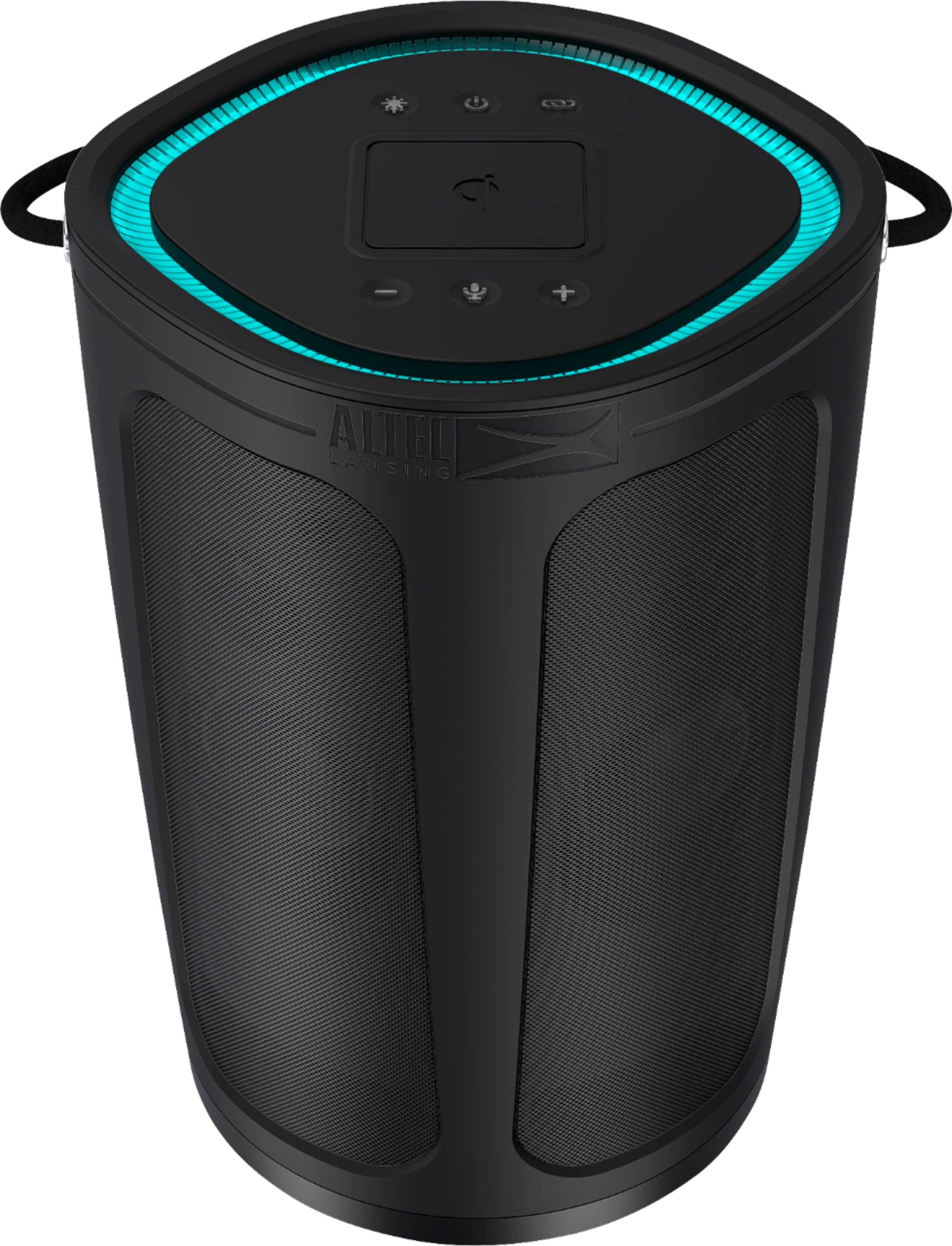 Front. Altec Lansing - SoundBucket XL Portable Bluetooth Speaker with Qi Wireless Charging Pad - Black.