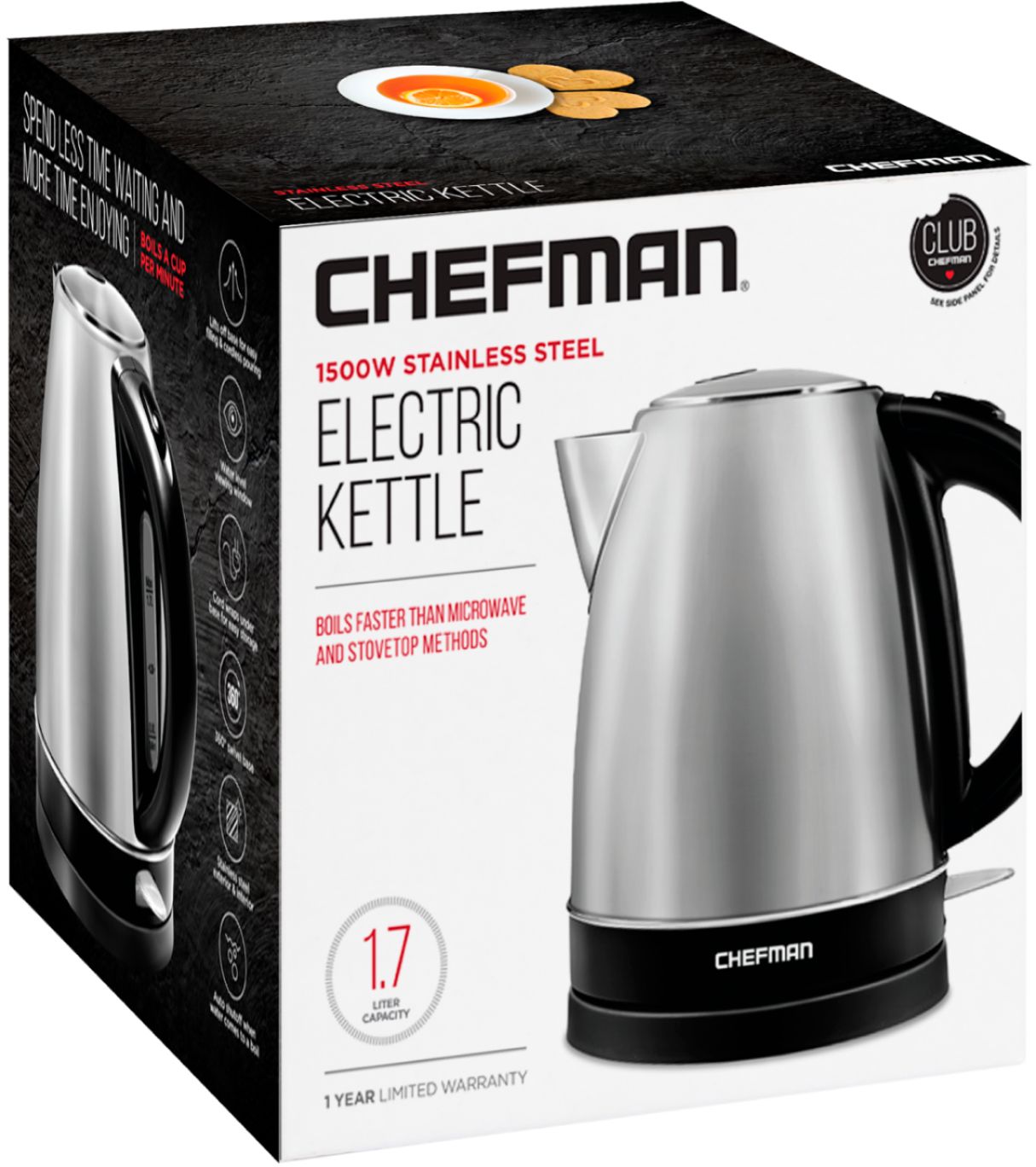 Chefman Stainless Steel 7-Cup Corded Electric Kettle in the Water Boilers &  Kettles department at