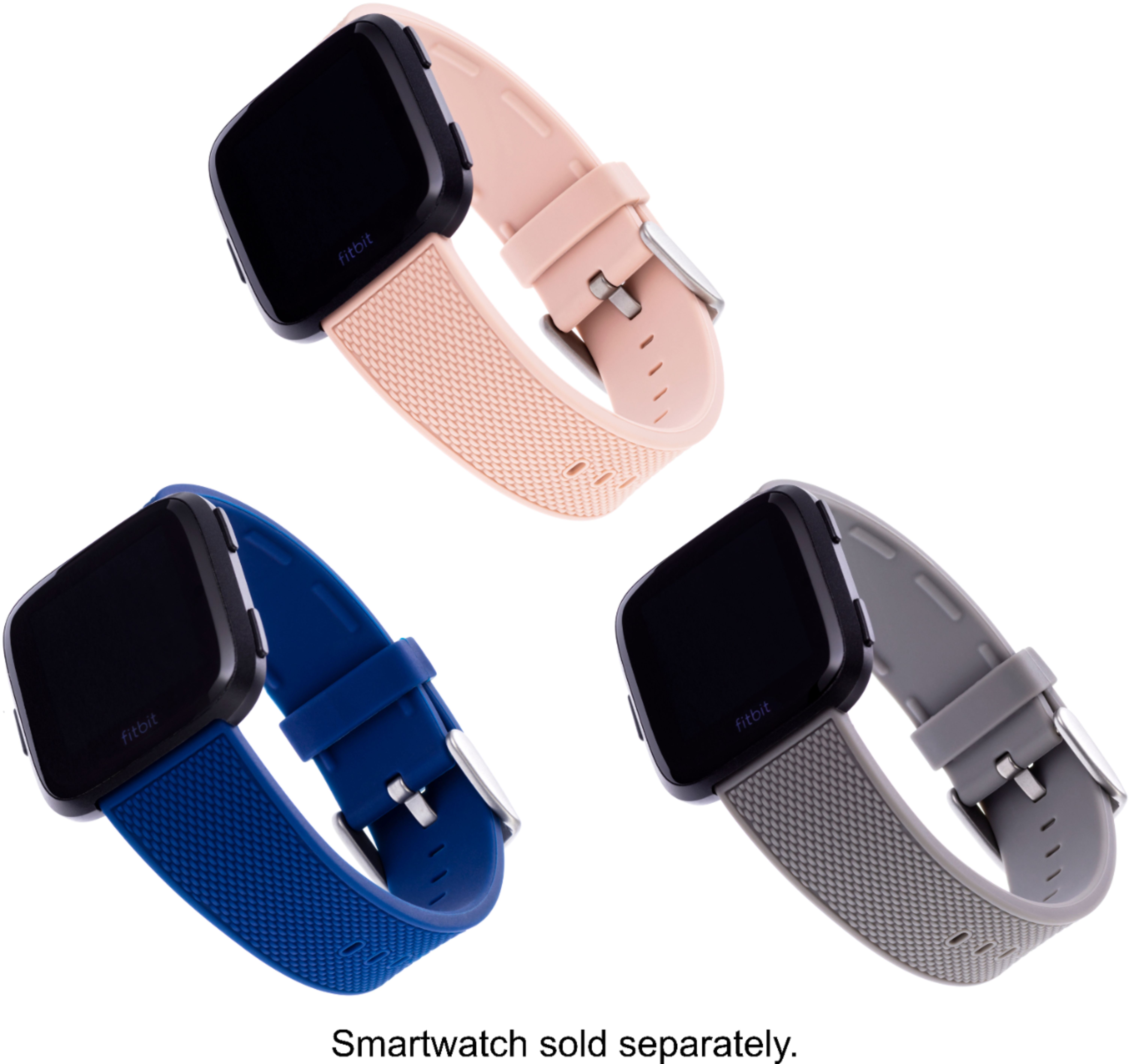 Angle View: WITHit - Band Kit for Fitbit Versa and Versa 2 (3-Pack) - Navy/Light Gray/Blush Pink