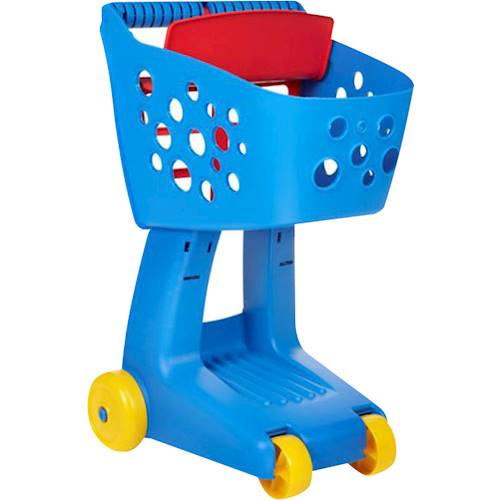 Angle View: Little Tikes Toy Shopping Cart with Folding Seat, Multicolor, For Pretend Play Shopping Grocery Play Store for Kids Toddlers Girls Boys Ages 18+ months.