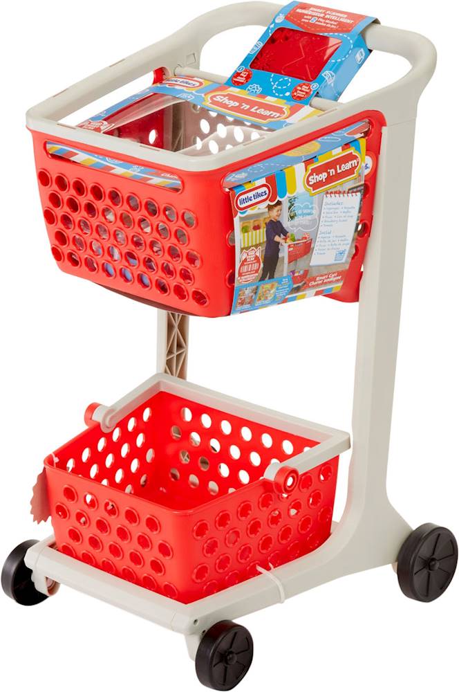 Left View: Little Tikes Shop 'n Learn Smart Cart, Realistic Toy Shopping Cart with Scanner, 8 Smart Foods, Red- For Pretend Play Shopping Grocery Play Store for Kids Toddlers Girls Boys Ages 3 4 5+