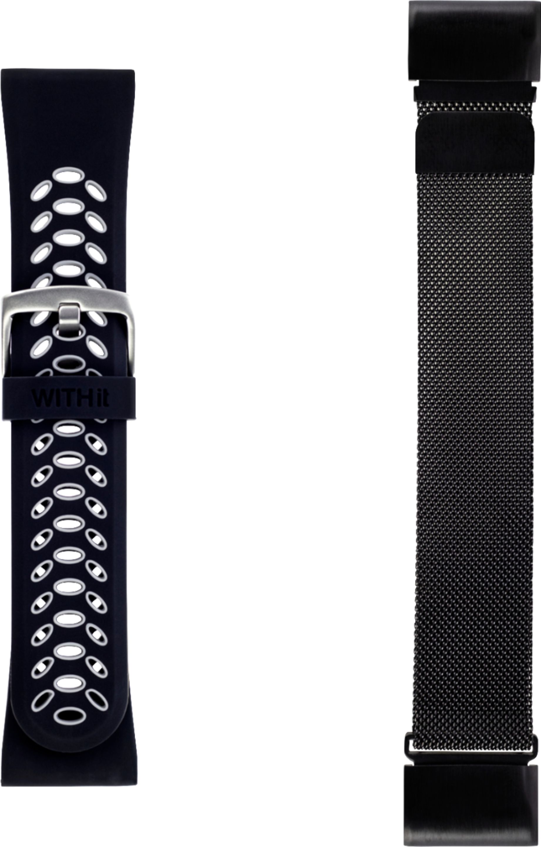 WITHit - 26mm Watch Bands for Garmin fēnix 5X and 5X Plus (2-Pack) - Black/Gray Sport & Black Mesh