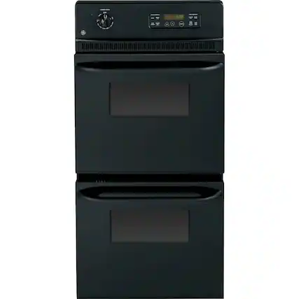 Front. GE - 24" Built-In Double Electric Wall Oven - Black.