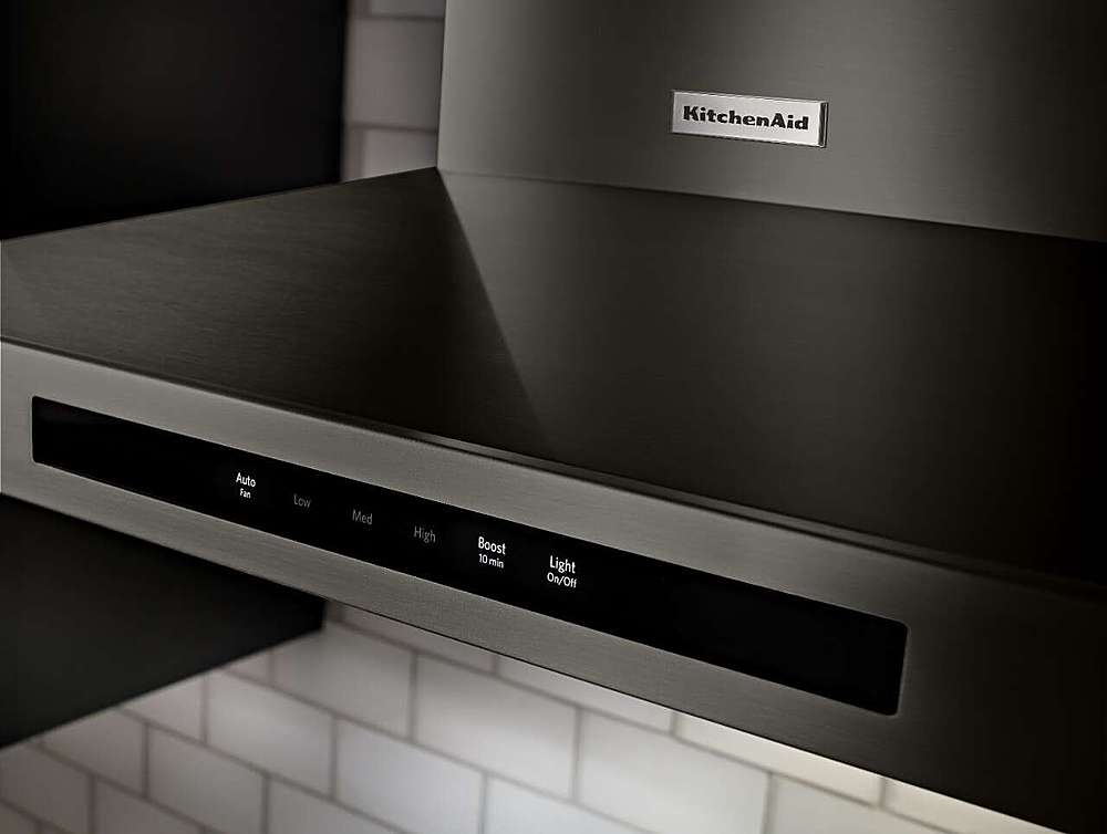 Alt View 11. KitchenAid - 30" Externally Vented Range Hood - Black stainless steel.