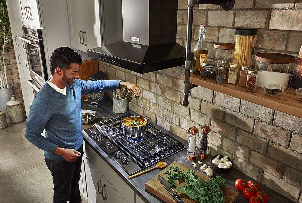 Alt View 13. KitchenAid - 30" Externally Vented Range Hood - Black stainless steel.