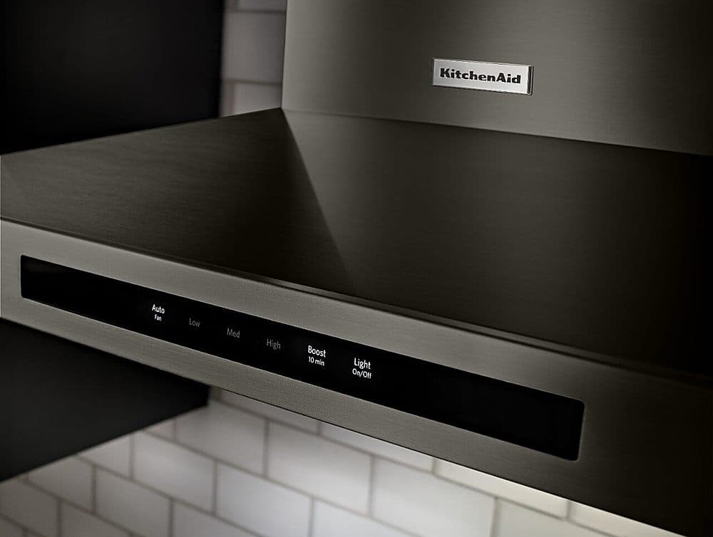 Alt View 12. KitchenAid - 36" Externally Vented Range Hood - Black stainless steel.