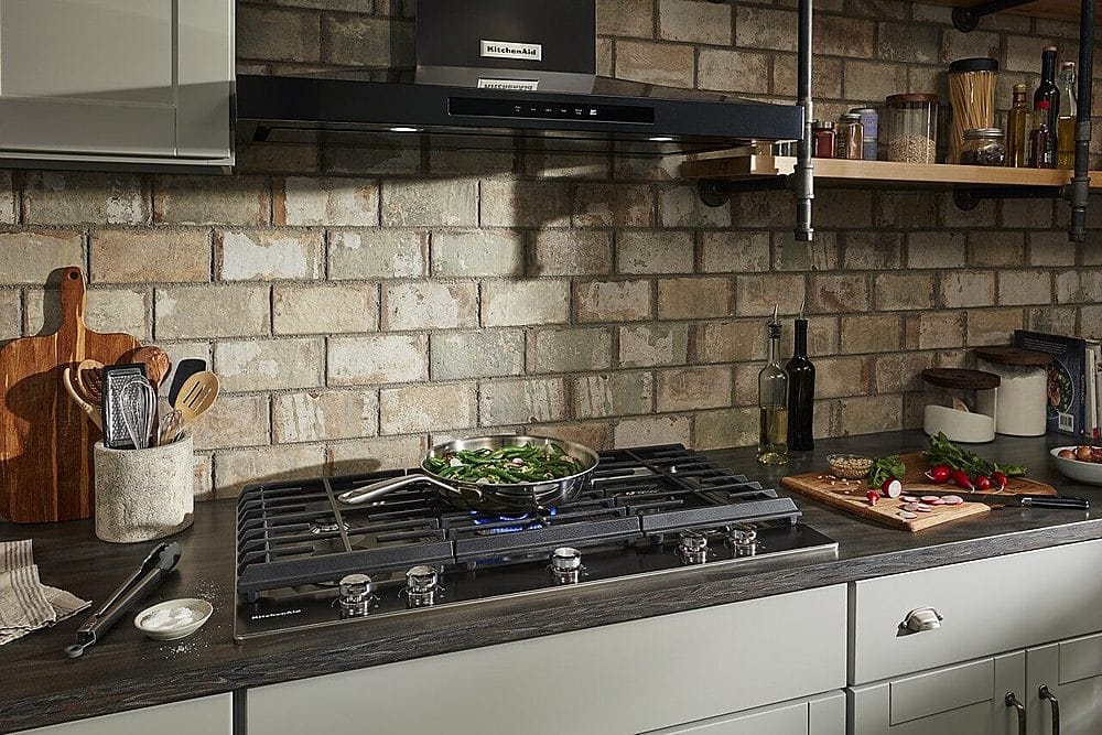 Alt View 13. KitchenAid - 36" Externally Vented Range Hood - Black stainless steel.