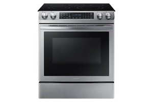 Samsung - 5.8 Cu. Ft. Self-Cleaning Slide-In Electric Convection Range - Stainless steel - Front_Zoom