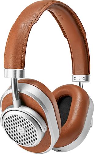 Master & Dynamic - MW65 Wireless Noise Cancelling Over-the-Ear Headphones - Silver Metal/Brown Leather