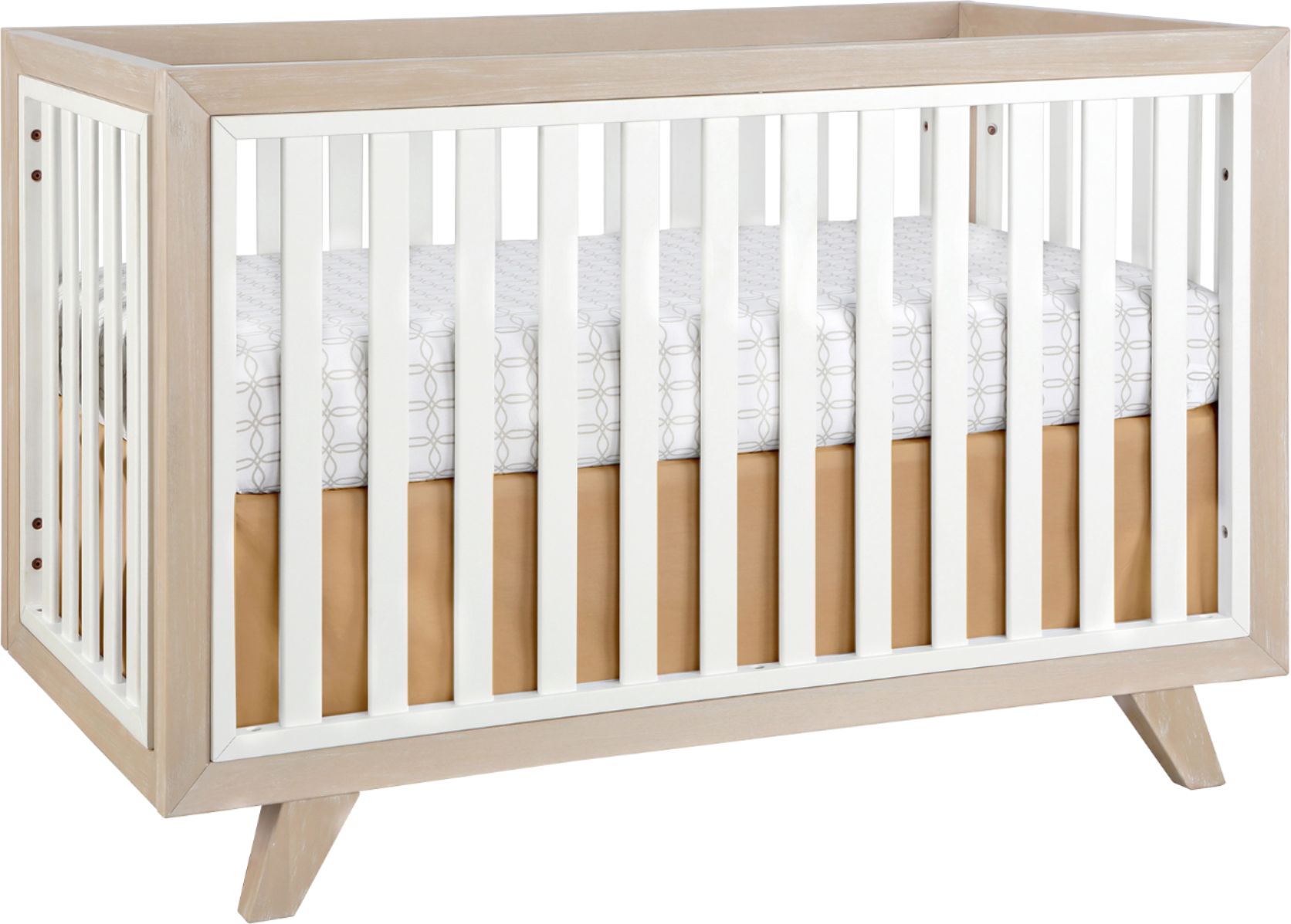Angle View: Karla Dubois - Wooster Convertible Crib - Almond/White