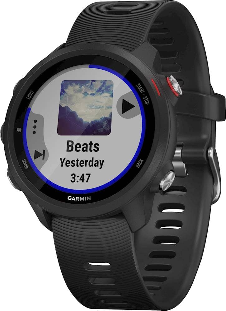 Left. Garmin - Forerunner 245 Music GPS Smartwatch 42mm Fiber-Reinforced Polymer - Black.