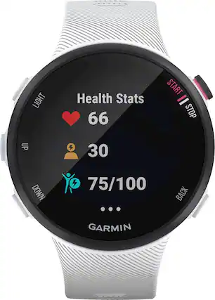 Front. Garmin - Forerunner 45S GPS Smartwatch 39mm Fiber-Reinforced Polymer - White.