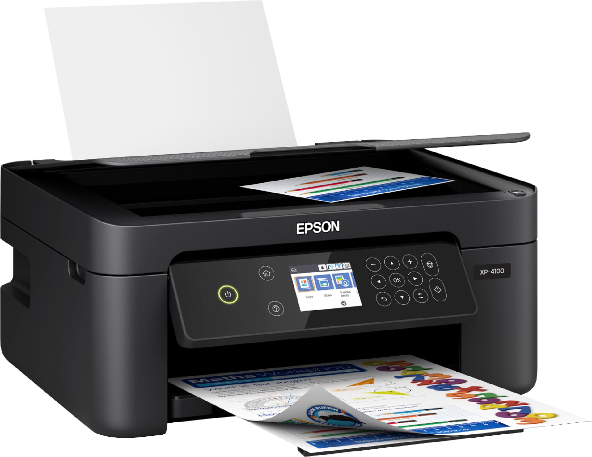 Angle View: Epson - Expression Home XP-4100 Wireless All-In-One Inkjet Printer - Black