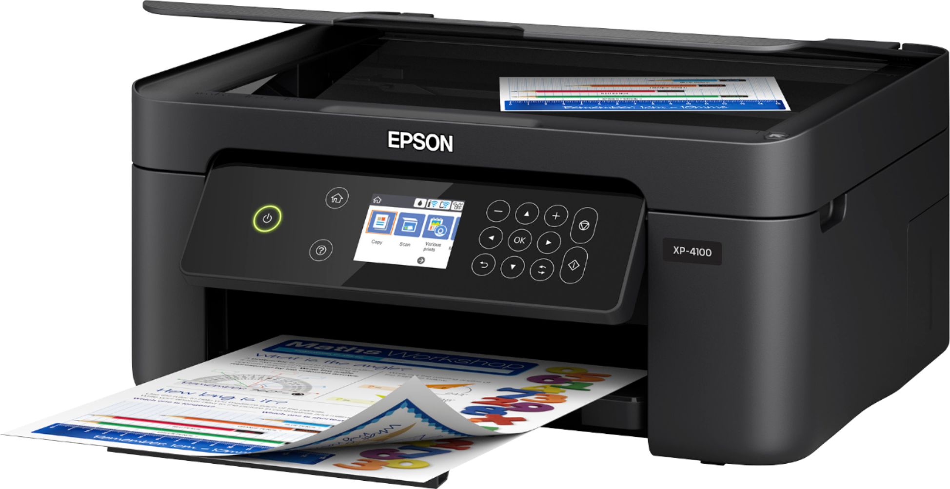 Left View: Epson - Expression Home XP-4100 Wireless All-In-One Inkjet Printer - Black