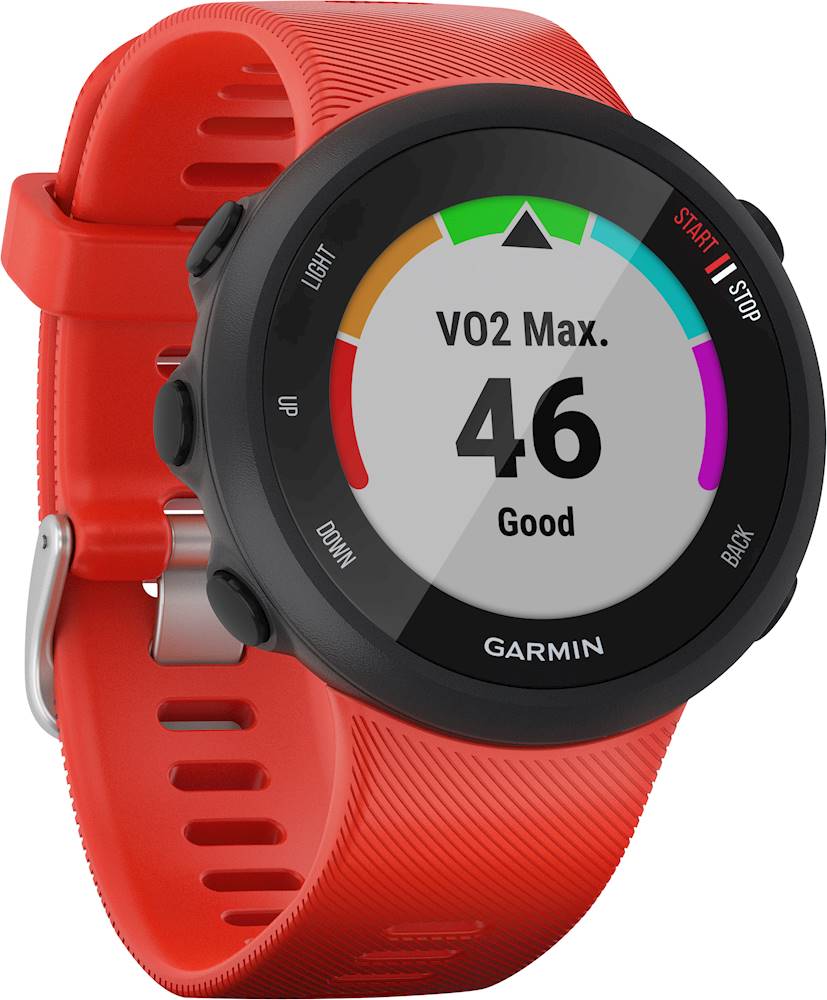 Angle View: Garmin - Forerunner 45 GPS Smartwatch 42mm Fiber-Reinforced Polymer - Lava Red
