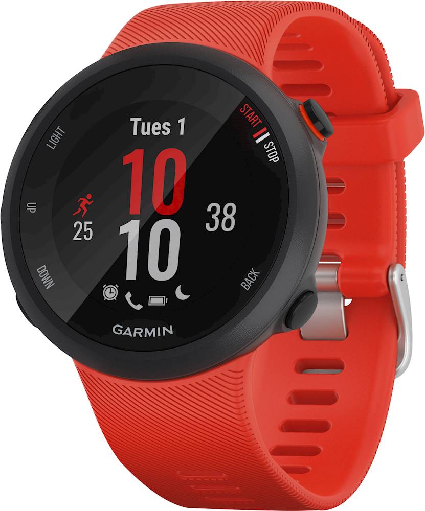 Left View: Garmin - Forerunner 45 GPS Smartwatch 42mm Fiber-Reinforced Polymer - Lava Red