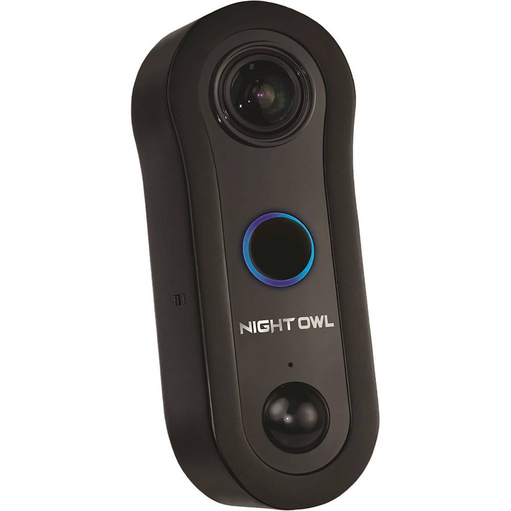 Angle View: Night Owl - Smart Wi-Fi Video Doorbell - Wired - Black