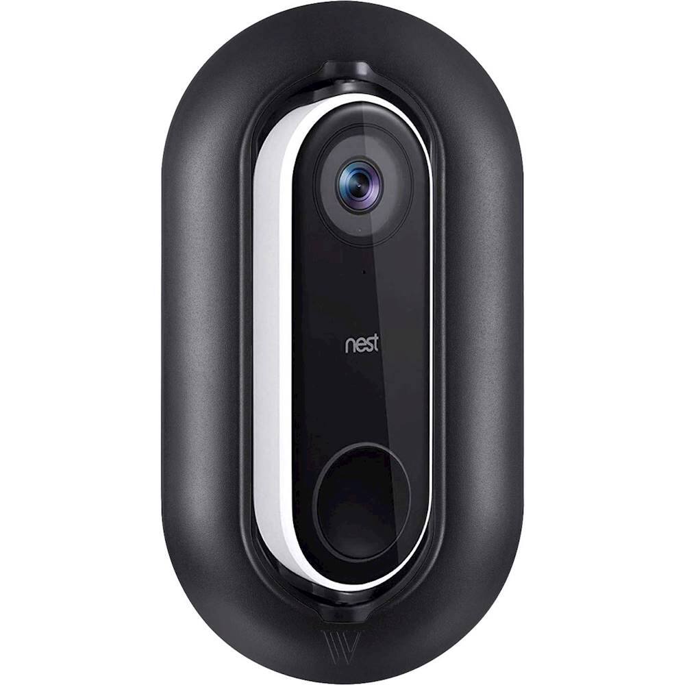 Alt View 11. Wasserstein - Wall Plate and Adjustable Angle Wall Mount Bundle for Nest Hello Video Doorbell - Black.