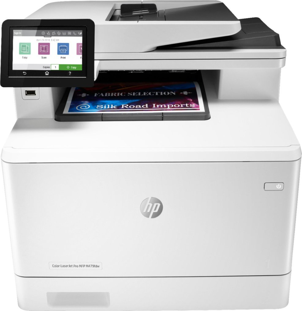 Zoom in on Front Zoom. HP - LaserJet Pro M479fdw Wireless Color All-In-One Laser Printer - White.