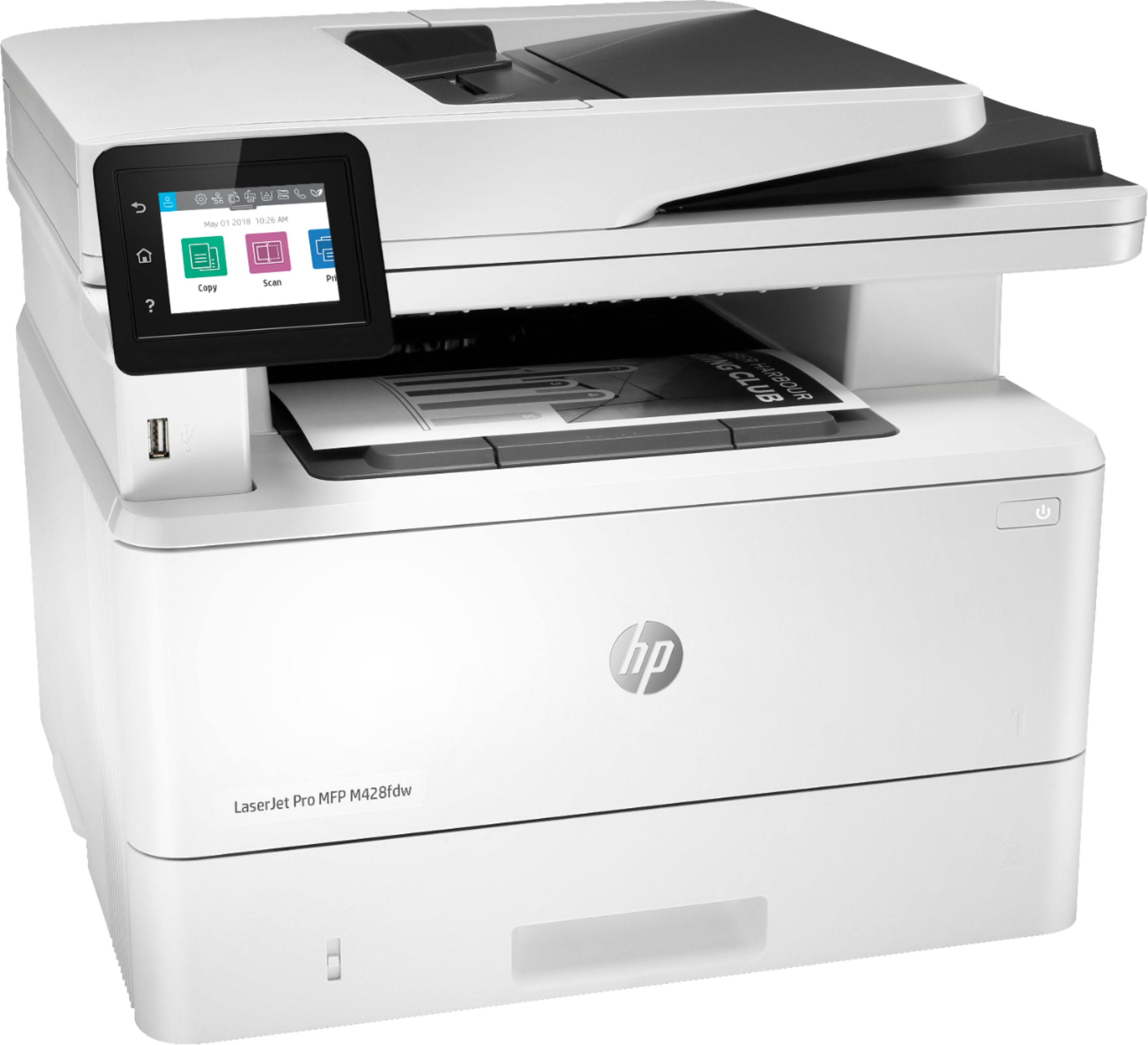 Angle View: HP - LaserJet Pro MFP M428fdw Black-and-White All-In-One Laser Printer - White