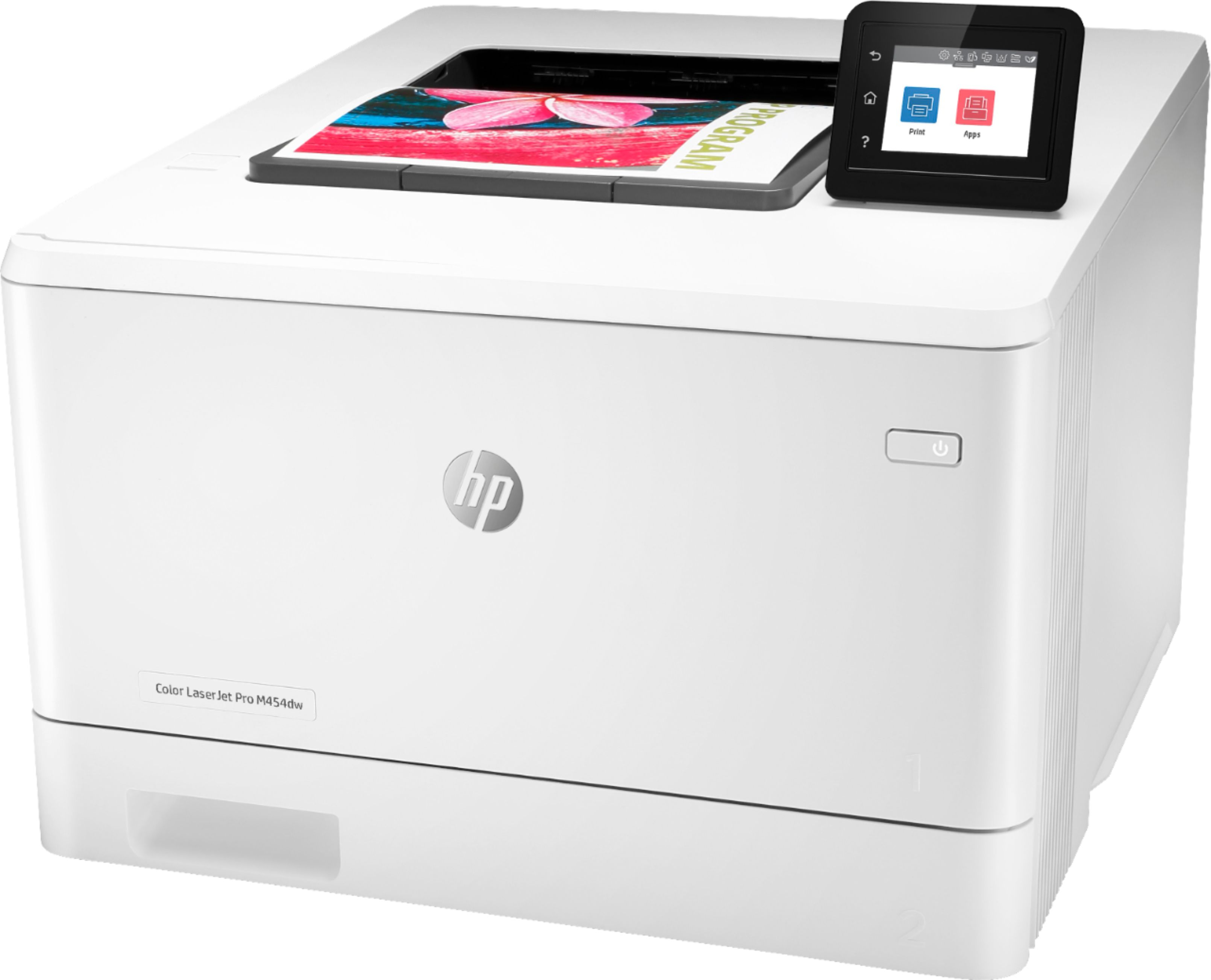 Left View: HP - LaserJet Pro M454dw Wireless Color Laser Printer - White