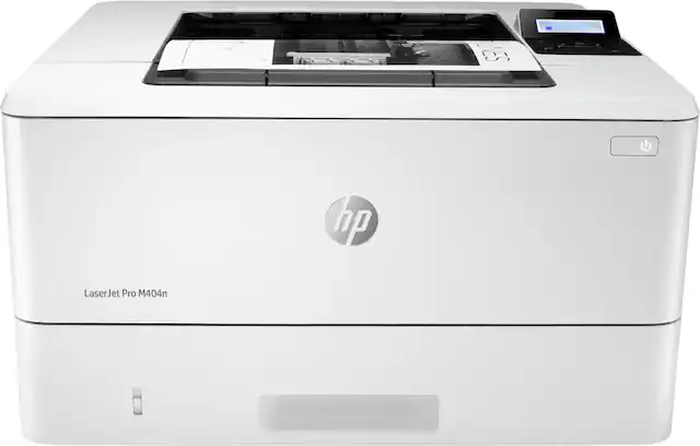 Front. HP - LaserJet Pro M404n Black-and-White Laser Printer - White.