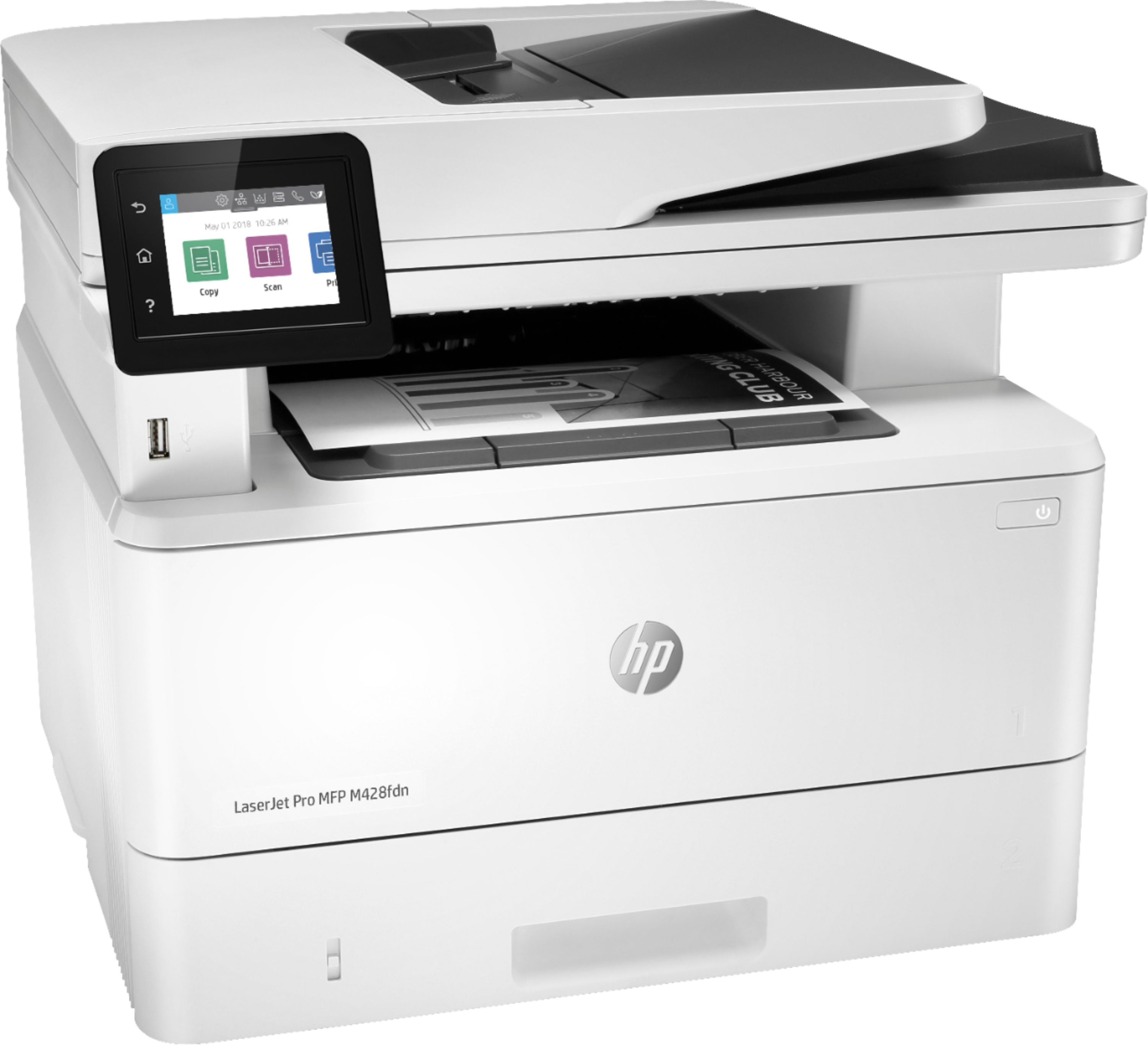 Angle View: HP - LaserJet Pro MFP M428fdn Black-and-White All-In-One Laser Printer - White