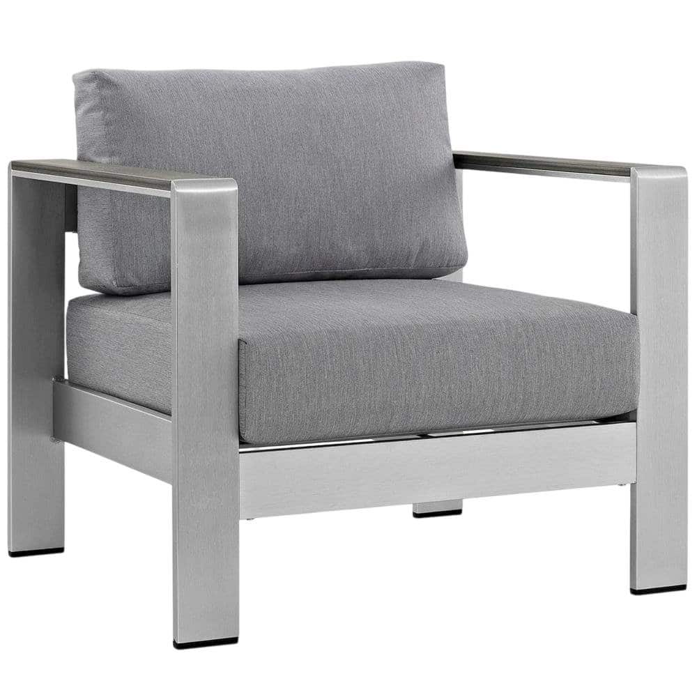 Outdoor Escape - Aluminum Outdoor Lounge Armchair With Armrest And Sturdy Frame - Gray
