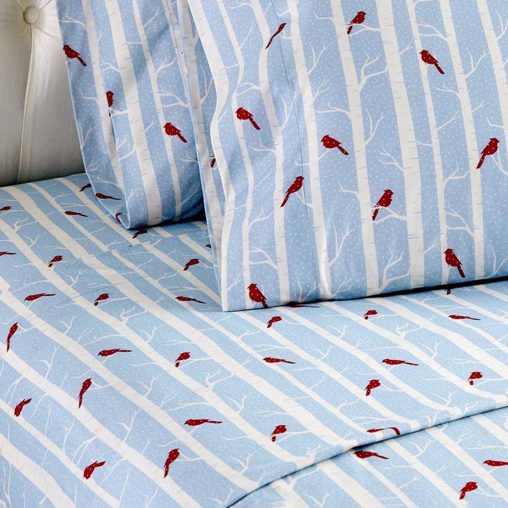 Alt View 2. Shavel Home Products - Micro Flannel Printed Deep-Pocket Sheet Set, Queen, Cardinals Blue - Cardinals blue.