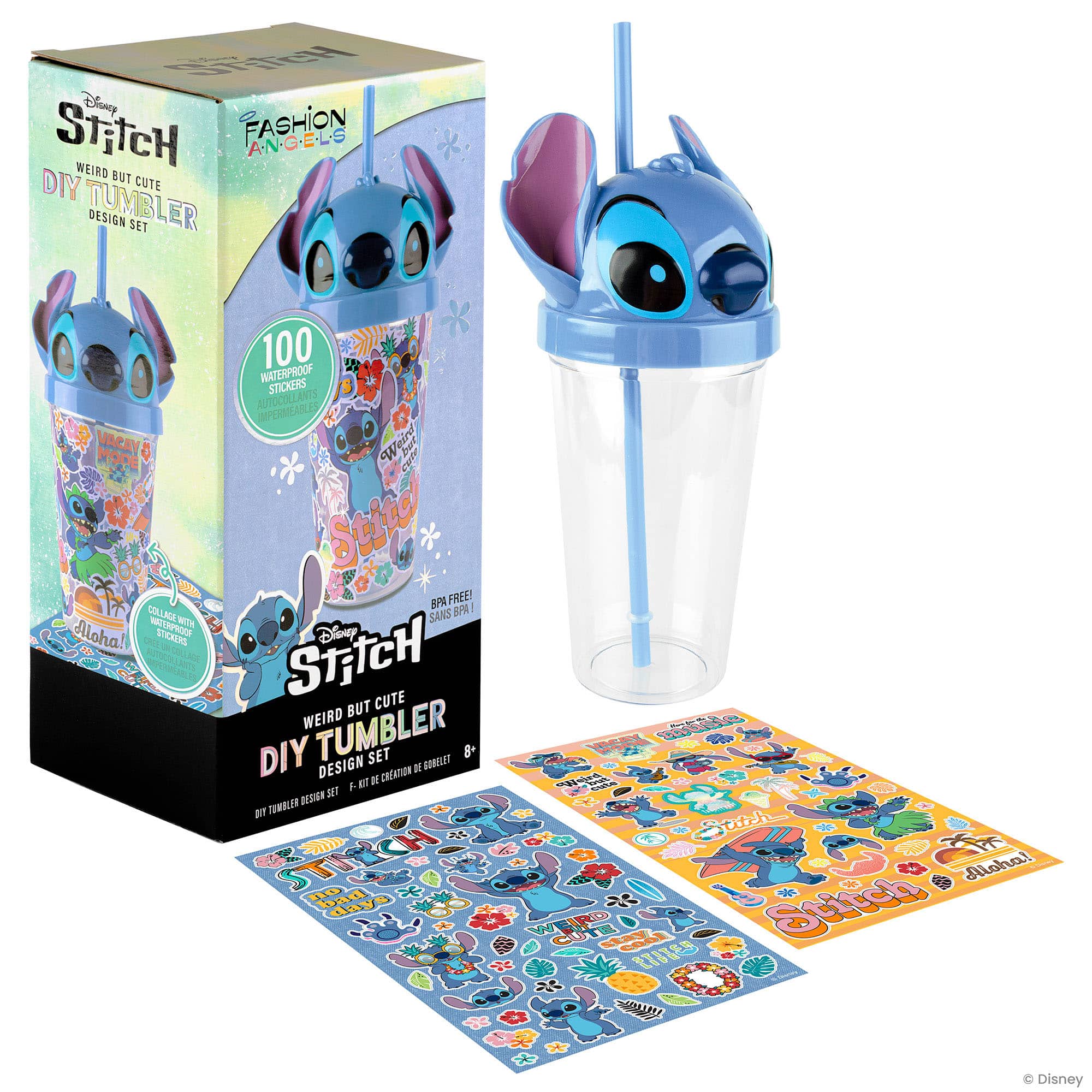 Fashion Angels - Fashion Angels: Disney Stitch DIY Tumbler Kit - 16oz Cup, 100 Stickers