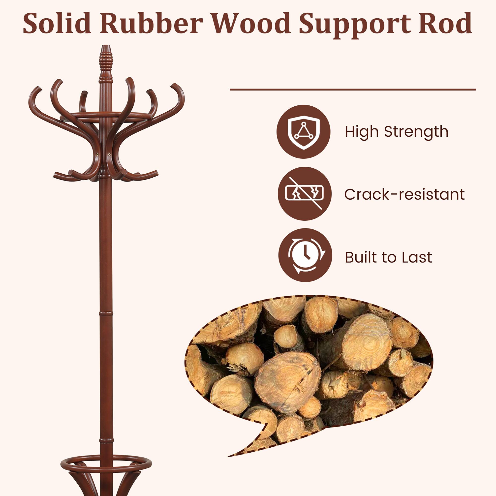 Solid Rubber Wood Support Rod

- High Strength
- Crack-resistant
- Built to Last