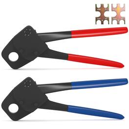 Topteng - PEX Crimping Tool Set 1/2" & 3/4" with Go/No-Go Gauges - Steel, Compact & Labor-Saving Design for Plumbing