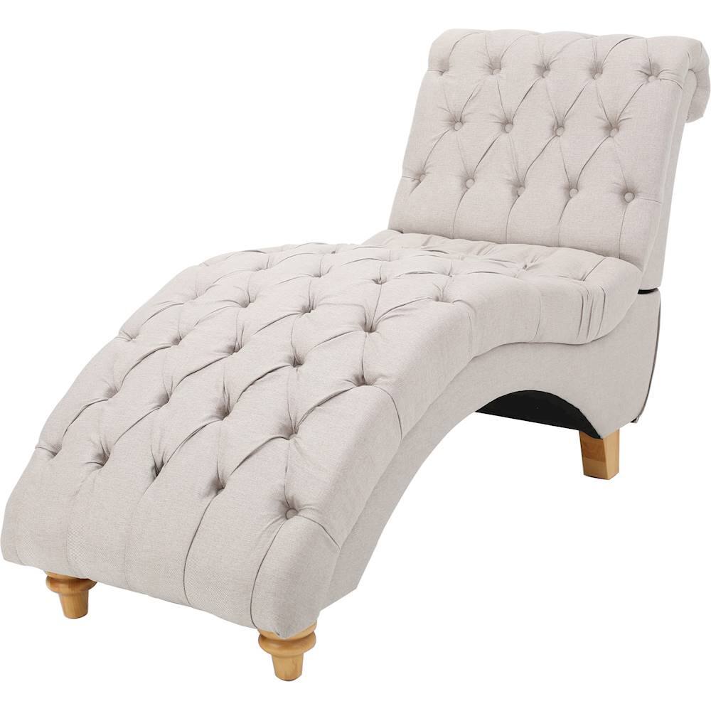 Noble House - Milton Tufted Chaise Lounge - Medium Beige