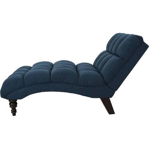 Noble House - Oakwood Fabric Tufted Double Chaise Lounge - Navy Blue