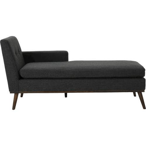 Noble House - Nash Mid-Century Modern Fabric Chaise Lounge - Muted Dark Gray