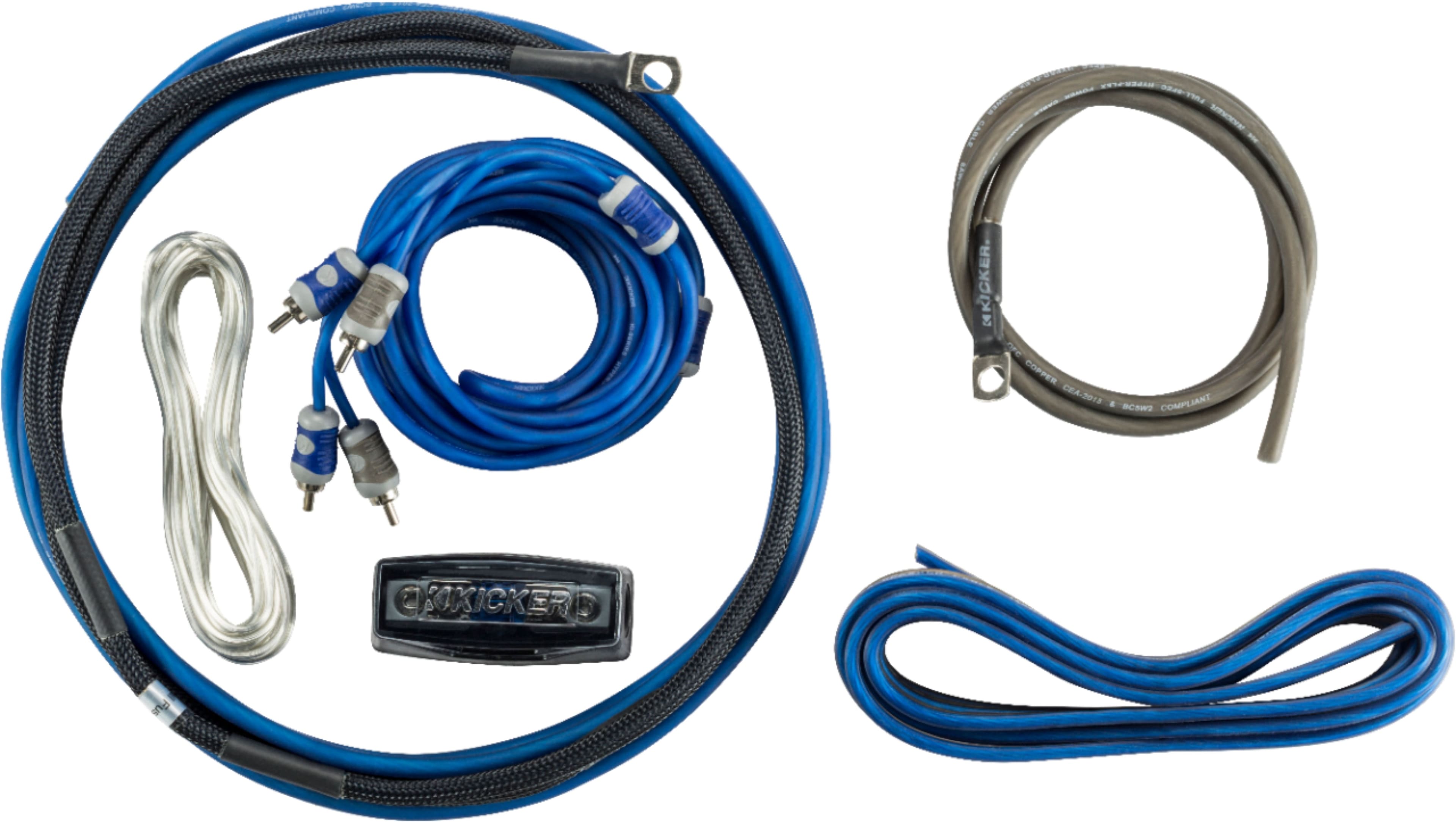 Front. KICKER - C-Series 8AWG 2-Channel Amplifier Power Kit - Gray/Blue.