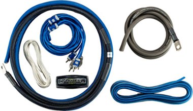 KICKER - C-Series 4AWG 2-Channel Amplifier Power Kit - Gray/Blue - Front_Zoom