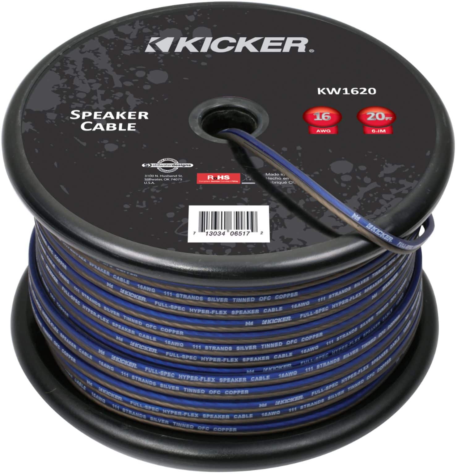 Front. KICKER - K-Series 20' Speaker Cable - Frost Blue/Frost Clear.