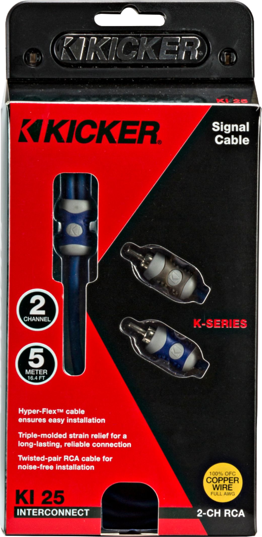 KICKER KI24 2-CHANNEL CH TWISTED PAIR RCA CAR AUDIO CABLE 13' 4-METER AMP WIRE