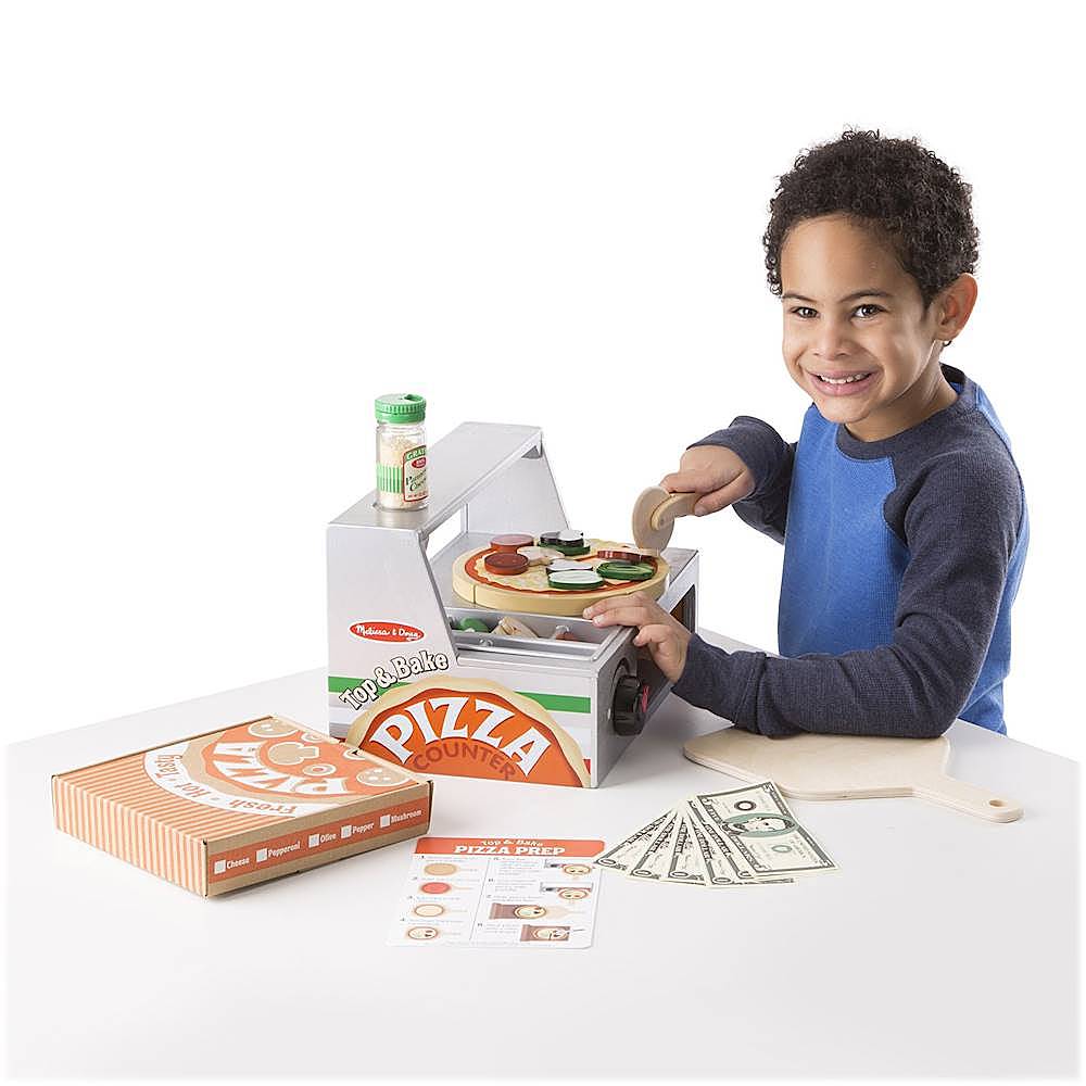 Melissa & Doug Top & Bake Wooden Pizza Counter Play Set (41 Pcs) -  FSC-Certified Materials 