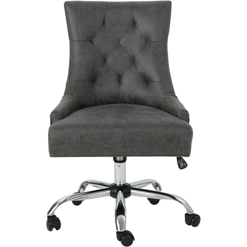 Noble House - Cologne 5-Pointed Star Microfiber and Chrome Office Chair - Slate