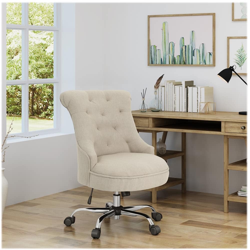 Left View: Noble House - Sturgis Fabric Desk Chair - Wheat