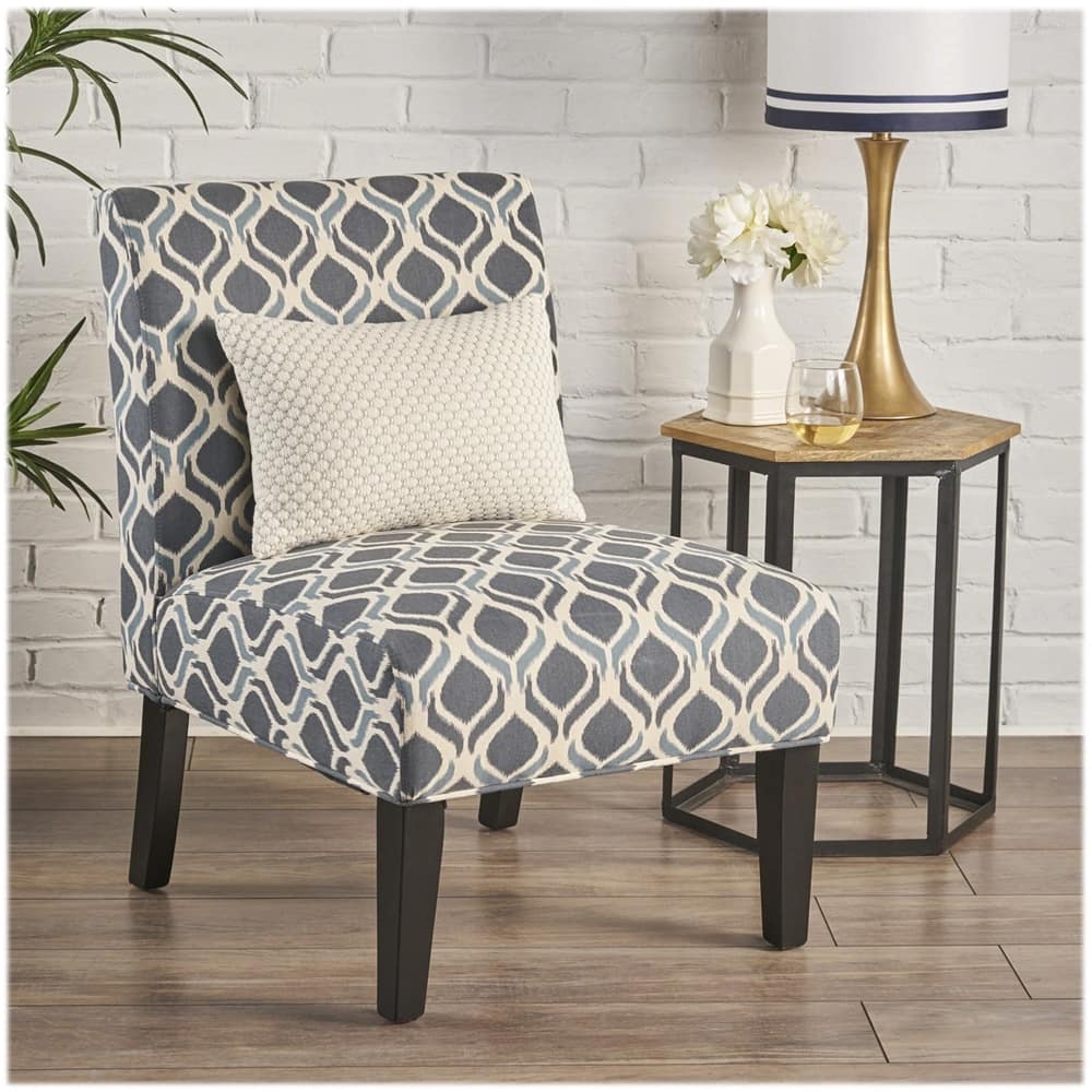 Left View: Noble House - Weymouth Fabric Accent Chair - Navy Blue