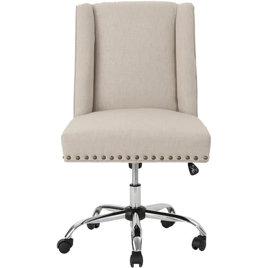 Noble House Mound 5 Pointed Star Microfiber And Chrome Office Chair Wheat