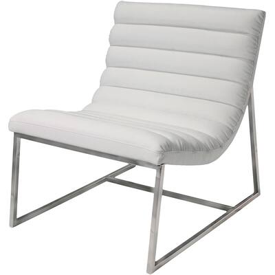 Noble House - Seaville Modern Corrected Grain Leather Accent Chair - White